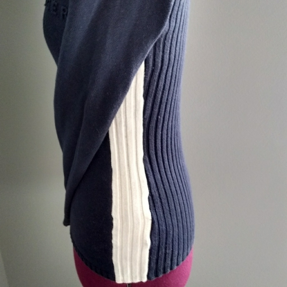 Tommy Hilfiger Navy Blue & White Ribbed Sweater - Picture 4 of 8